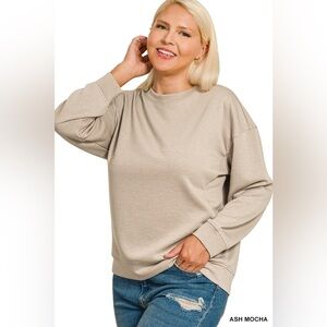 Zenana PLUS SCUBA ROUND-NECK SWEATSHIRTS